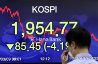 코스피, '코로나19 팬데믹 공포' ·외국인 1.3조 매도에  4.19% 폭락…1,960도 붕괴