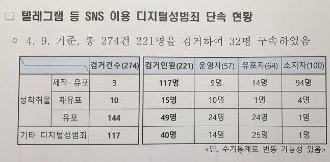 텔레그램 SNS 성범죄 디지털 단속