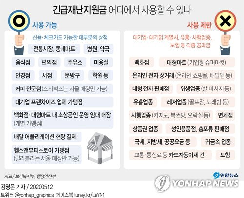 재난지원금 긴급 사용처