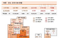 14일 인도 코로나 확진자 현황 (종합)
