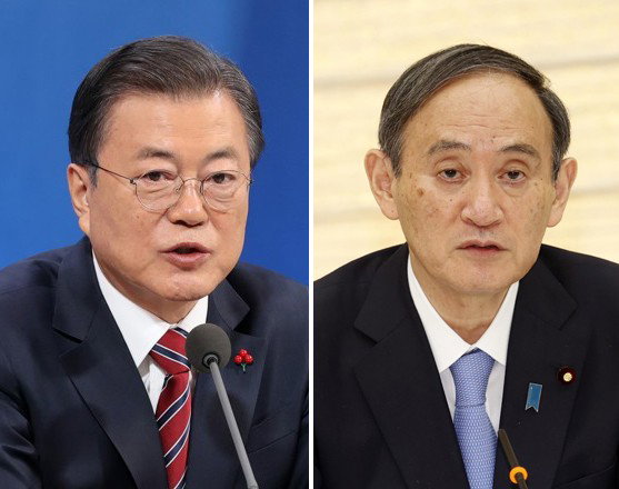 문재인 대통령 스가 요시히데 총리 일본 한국 대한민국 외교 청와대