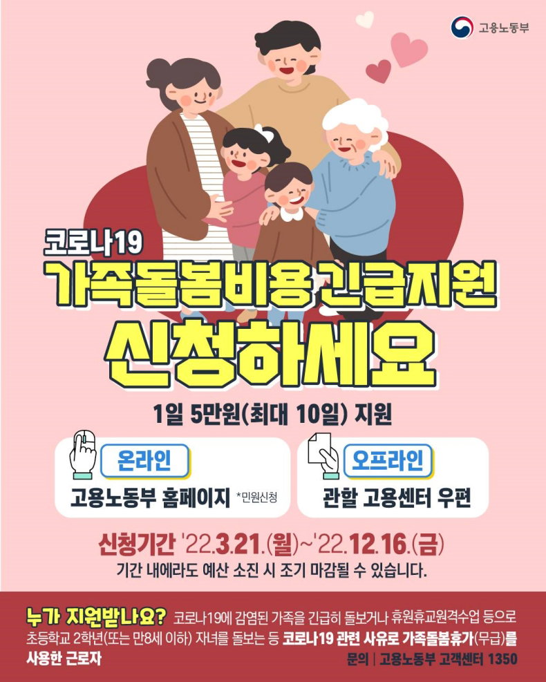 코로나19 가족돌봄비용 긴급지원