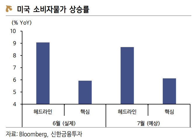 미국 소비자물가 상승률 전망 7월 PCI 2022.08.10