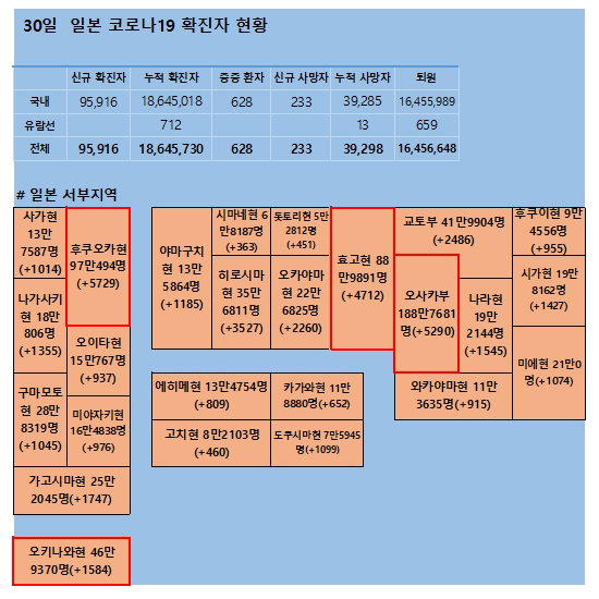 30일 일본 코로나 확진자 현황 30일 일본 코로나 확진자 현황