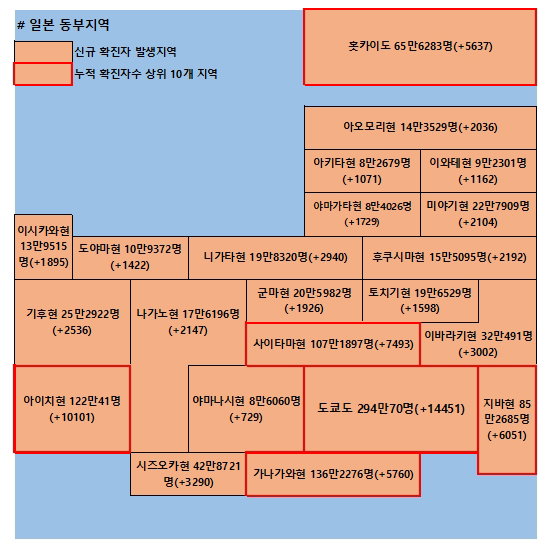 14일 일본 코로나 확진자 현황