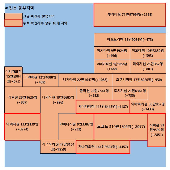 19일 일본 코로나 확진자 현황