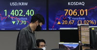 외인 매수에 코스피 1% 상승 마감...환율 7.7원 내려