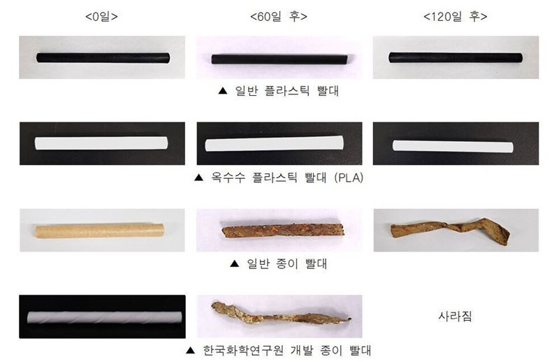 한국화학연구원이 개발한 생분해성 플라스틱 적용 종이빨대