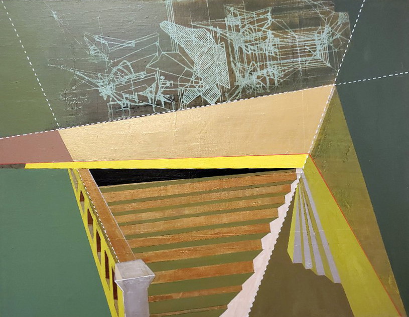 [정재은_ Interval step 37.9&times;45.5cm Mixed media on canvas 2022]