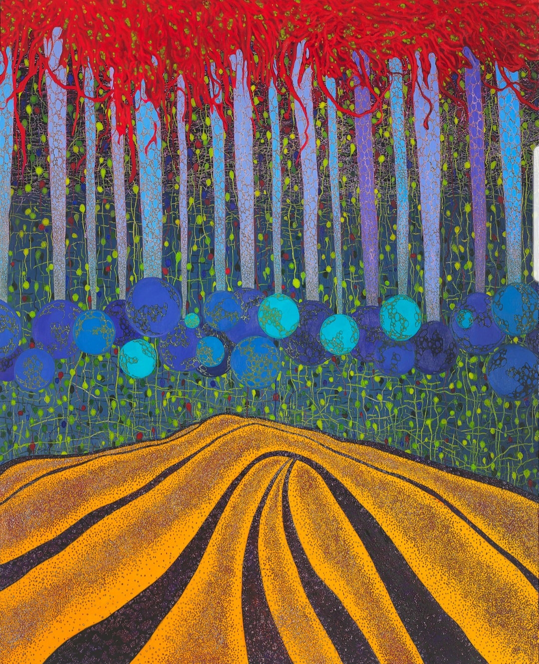 [47 Dreaming landscape No.47 Carving acrylic on canvas, 163 x 131cm, 2022]