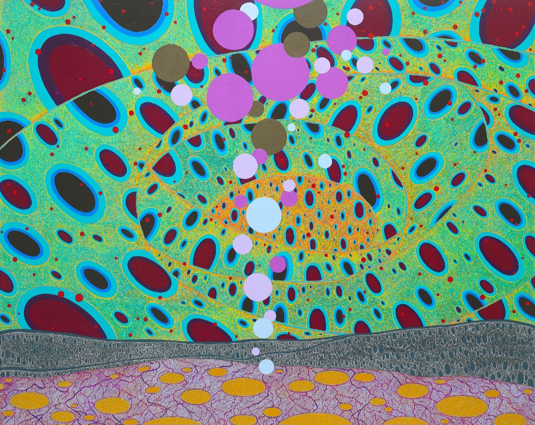 [71 Dreaming landscape No.71 Carving acrylic on canvas, 131x 163cm, 2024]