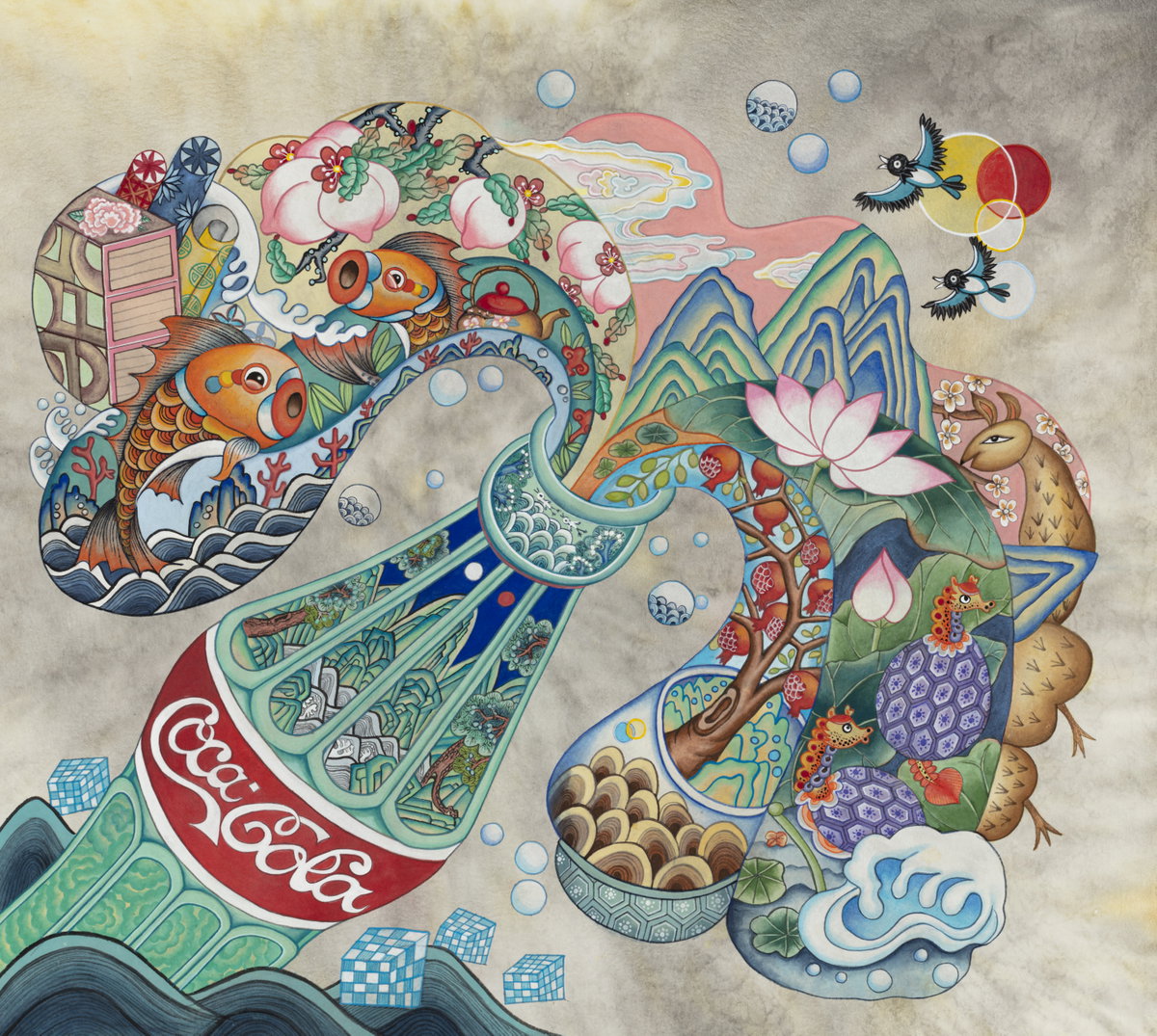 [김정연_펑! 시원하다_순지에 수간채색  56 x 60cm 2023]