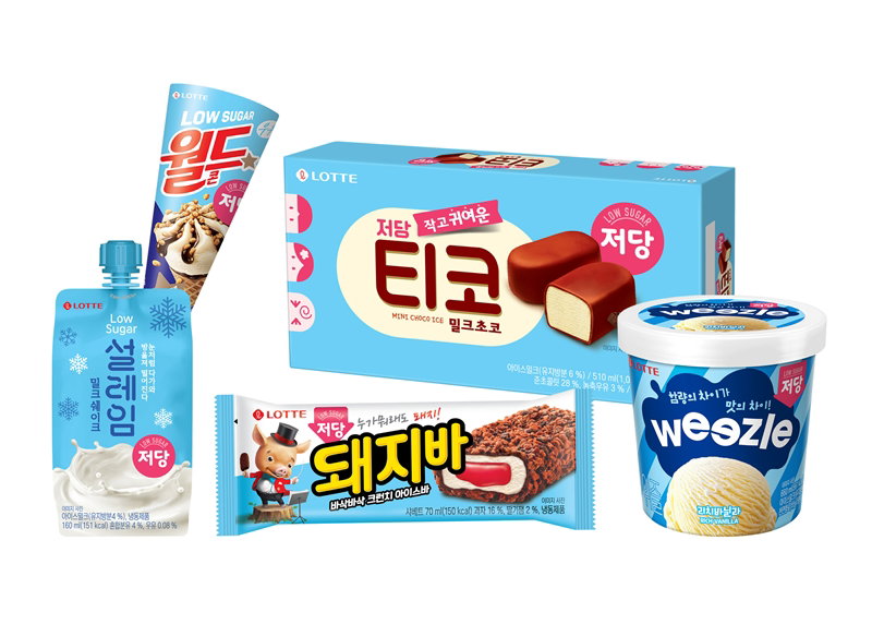 저당 브랜드 제품 5종 [롯데웰푸드 제공]