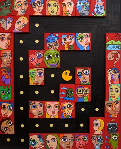 [Pac man (Mixed media on canvas, 162x130cm, 2024)]