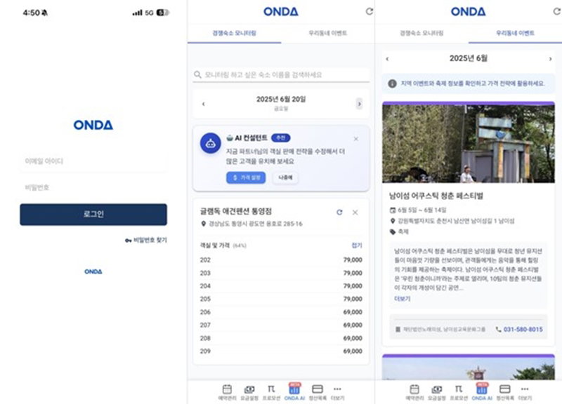 빅데이터 기반 '펜션플러스 온다 AI' [온다 제공]