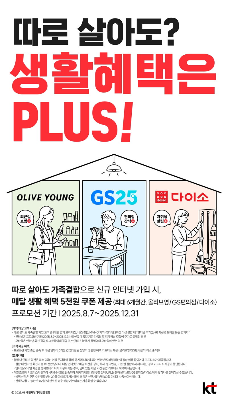 1인 가구용 '따로살아도생활혜택' 포스터 [KT 제공]
