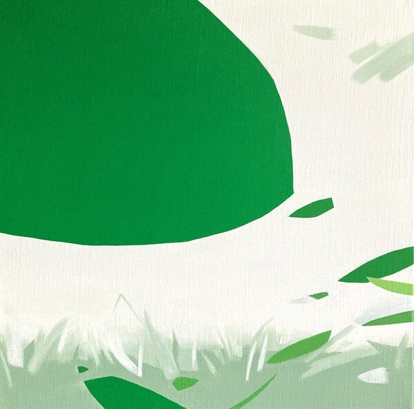 [green leaves 22731, acrylic &oil on canvas, 45.5x45.5cm, 2022]