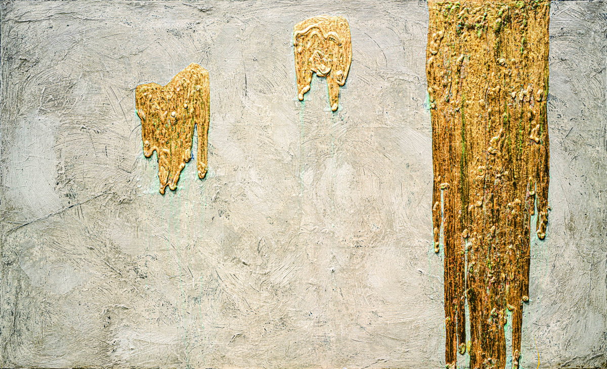 [보물, 지금  2022-25  천 위에 혼합재료, 금박 162.0x97.0cm]