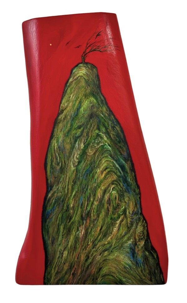 [천아라, Red Bocote_26x40cm_원목 위에 아크릴,동양화물감,파스텔 2024]