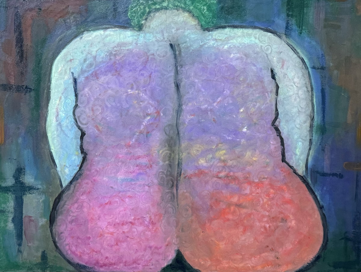 [김혜진作 l 엄마의 등, 80.6x45.5cm, mixed media on canvas, 2025]