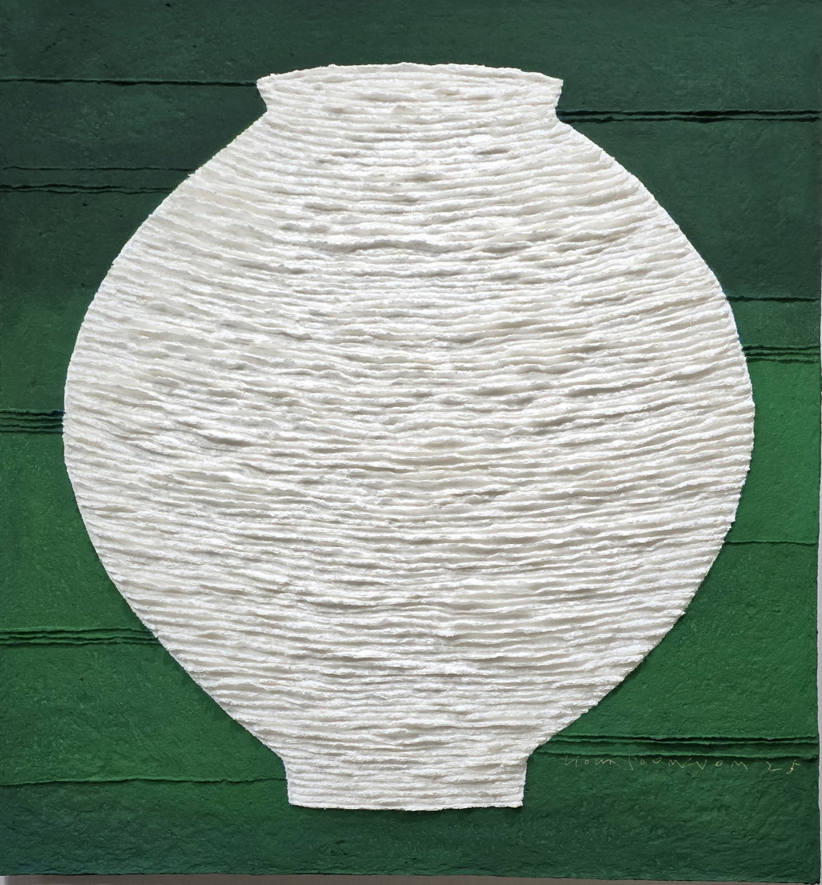 [不二  64.5cm&times;60cm mixed media on hanji Relief 2024]