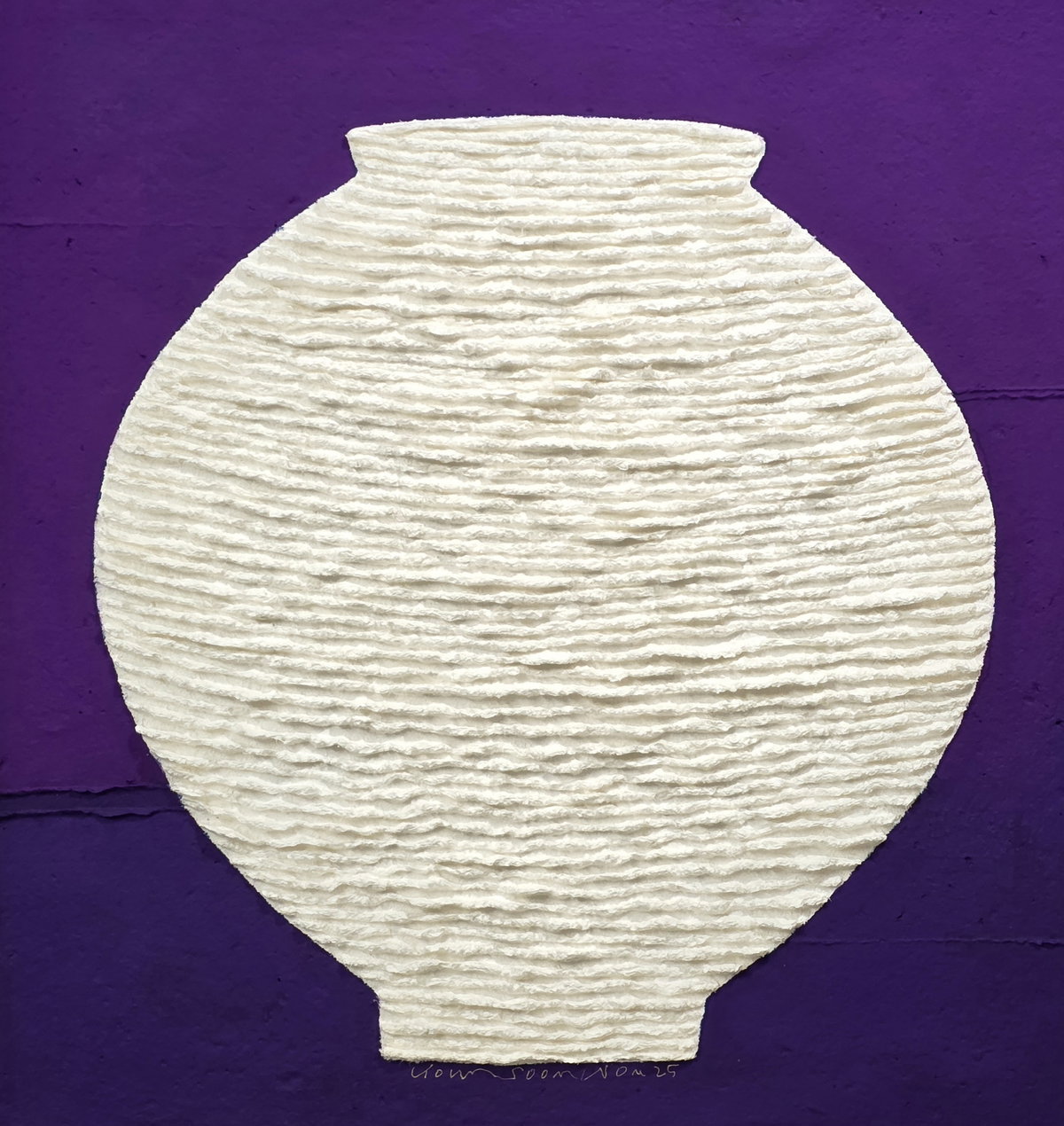 [不二  59.5cm&times;55cm mixed media on hanji Relief 2024]