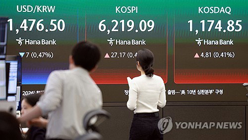국내 증시 코스피 6,210선 마감 및 코스닥 7거래일 연속 상승