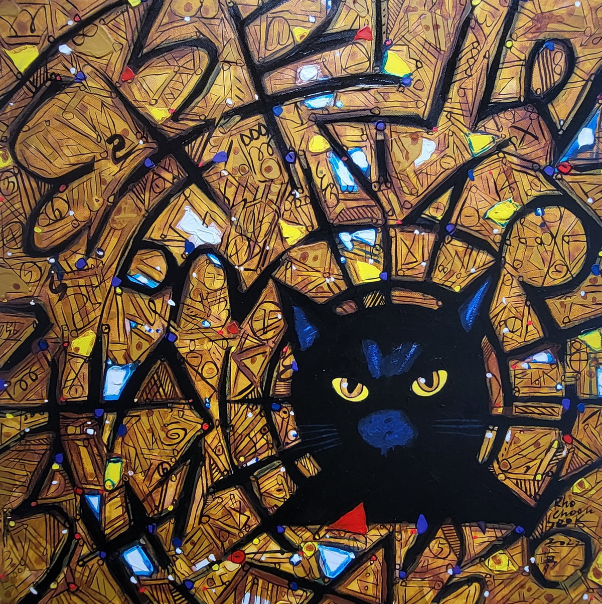 [노춘석_생명의 빛-흑묘_Acrylic on canvas_50x50cm_2023]