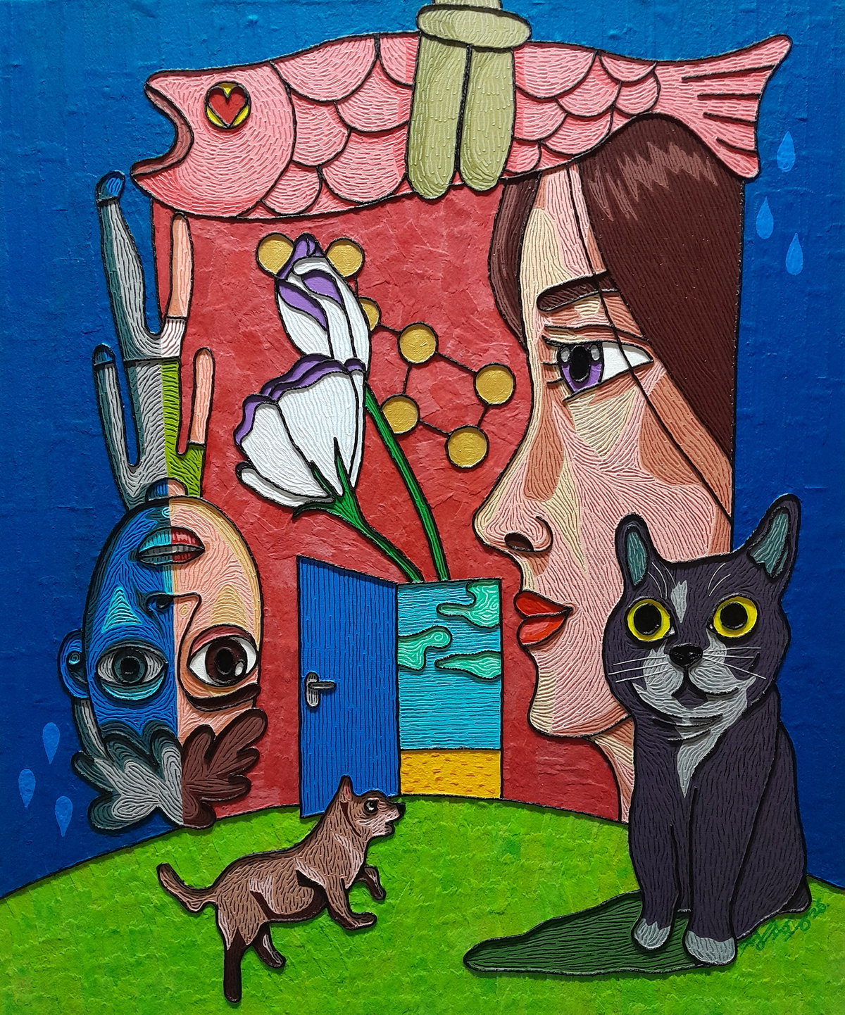 [홍하트_둥우리_Mixed media on canvas_ 73x61cm_2026]