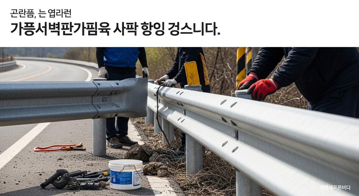 가드레일 설치 현장