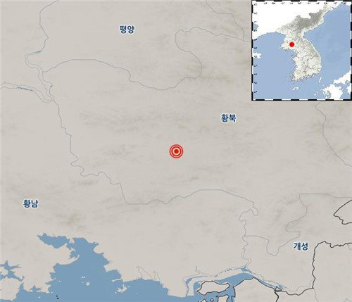 북한 황해북도 평산 서북서쪽, 규모 2.5 지진 발생