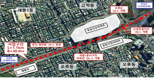 남부순환로 개봉1동 사거리 평탄화 공사 완료, 700억 투입 10년 대장정 마침표