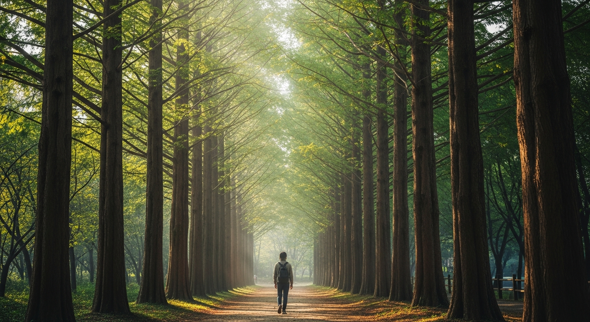 AI 생성: 나홀로 즐기는 숲속 산책