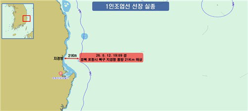 포항 지경항 인근 해상서 3t급 어선 선장 실종, 해경 경비함정 투입해 긴급 수색