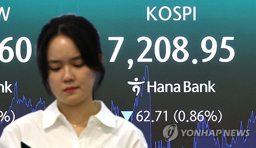코스피 7,200선 턱걸이 마감&hellip; 장중 7,000선 위협하며 변동성 확대